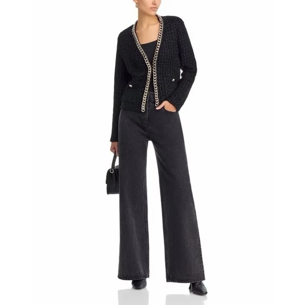 NWT Elie Tahari Trista Chain‎ Cardigan in Noir / Size M / Multifunctional Wear!